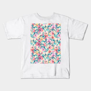 Peach Spring Floral in Watercolors Kids T-Shirt